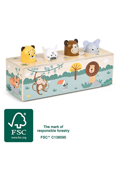 Small Foot Animale cu sunete "Safari" – Jucărie interactivă din lemn, certifi...