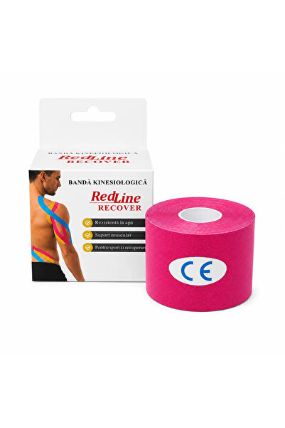 Redline Banda Kinesiologica Recover Roz, impermeabila, fara latex, 5 cm x 5 m