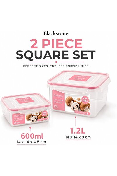 Blackstone Airtight Plastic Food Storage Container Set, 2 PC with Locking Lid...