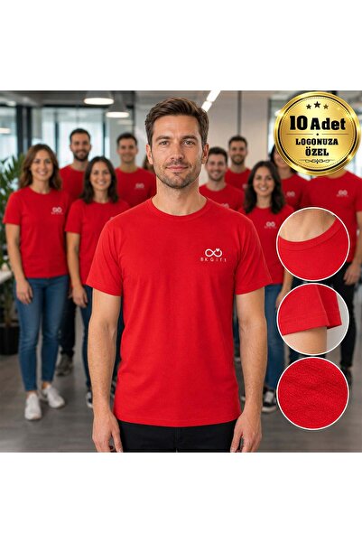 Bk Gift 10 Red Promotional T-Shirts with Your Logo - Cotton Unisex Disposable...