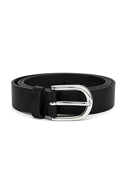 SHAKA Black Shk3003 Women's Silver D Buckle Thin Waist Belt