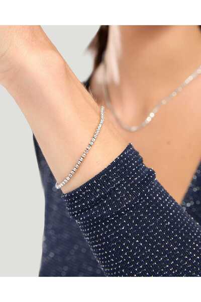 OYRE Silver Color Tennis Bracelet - Tarnish-Free Stainless Steel, Water-Resistant