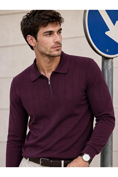 ModaYaren New Season Polo Collar Zippered Sweater