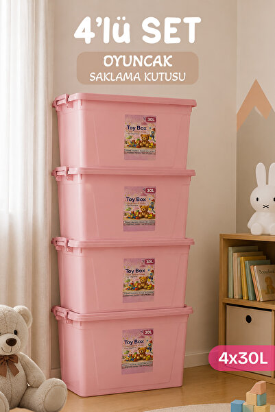 naturelove Set of 4 - 30 Lt Lockable Toy Storage Box - Multi-Purpose Organize...