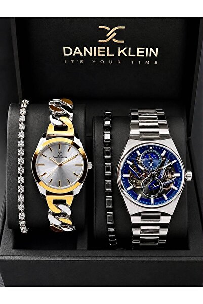 Daniel Klein Hediyelik set Erkek Otomatik Kadın Pilli Altın Gümüş Renk neÇeli...