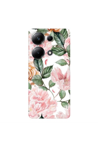 Other Xiaomi Poco M6 Pro 4G Pink rose and laves Transparent Silicone TPU Θήκη