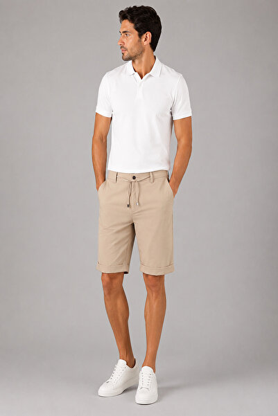 Bisse Beige Pocket Bermuda Shorts