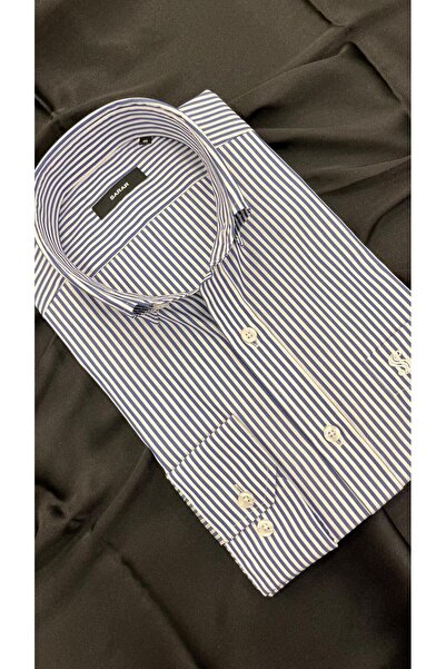 Sarar Woven Linen Fabric Regular Striped Blue Shirt