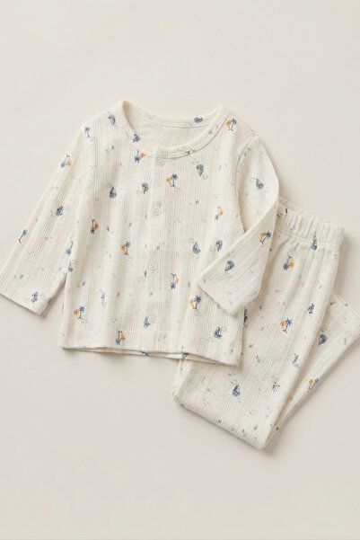lilico Baby & Kids 100% Cotton Ribbed Openwork Cotton Nightgown / Pajama Set