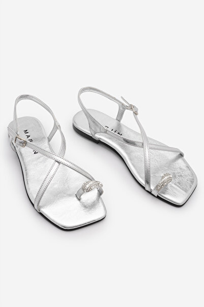 Marjin Women's Blunt Toe Stoned Cross-Strapped Flip-Flop Daily Sandals Zarev ...
