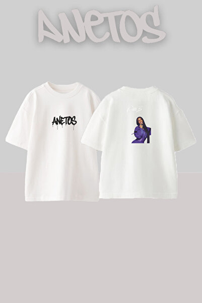 Anetos Cardi B_5 Design Printed Unisex Oversize White Tshirt