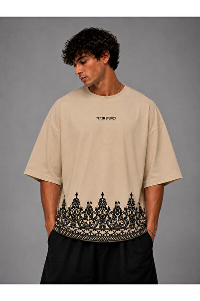 Nulivez Ottoman Patterned Oversize Unisex T-Shirt – Ethnic Motif Printed Shor...