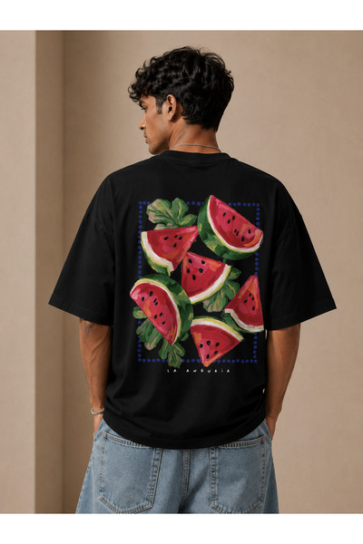 Nulivez Palestine Watermelon Pattern Oversized Unisex T-Shirt – Aesthetic Gra...