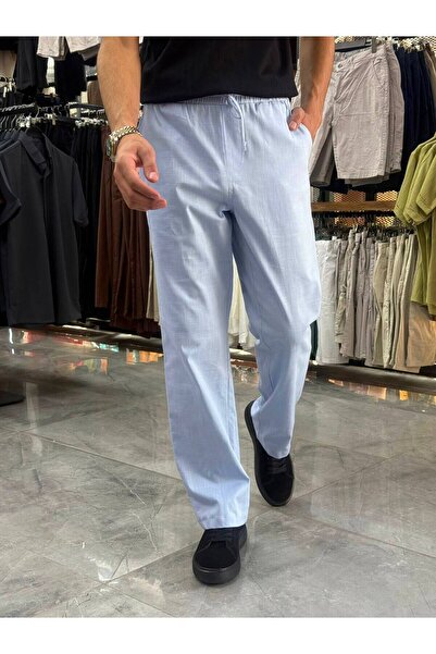 YŞRLİNE COLLECTİON Baggy Keten Pantolon Oversize Rahat Kalıp Bağcıklı Lastikl...