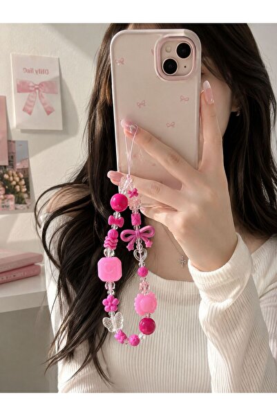 SHRİ & CO. Pembe Fiyonk Telefon Charmı Telefon Askısı Kamera Charmı Kawaii Ko...