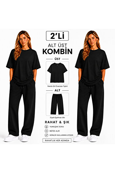 JULİA MODA طقم سروال رياضي نسائي مكون من قطعتين، مزيج من الأقمشة الخفيفة والق...