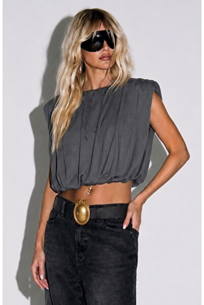 Linich&Co بلوزة نسائية أنيقة بدون أكمام من مجموعة Dökümlü Luxury Collection 9418