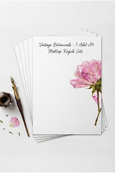 Organik Yolda 7 Pieces of Floral Patterned Letter Paper A4 Size |   Decorativ...