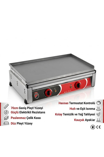 Silverinox 70CM ELEKTRİKLİ PLEYT IZGARA