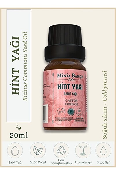 minia bahçe Castor Oil, 100% Natural and Pure. 20ml