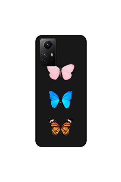 Other Xiaomi Redmi Note 12s Triple Butterfly Black Colored Silicone TPU Θήκη