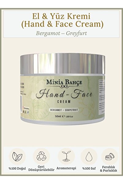 minia bahçe Protective & Nourishing Hand and Face Cream, 100% Pure and Additi...