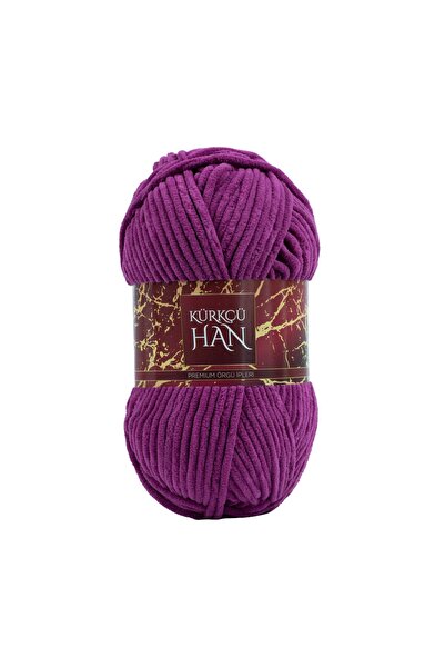 Kürkçü Han Kadife Örgü İpi 50gr %100 Polyester Yumuşak Pofuduk Mor 2