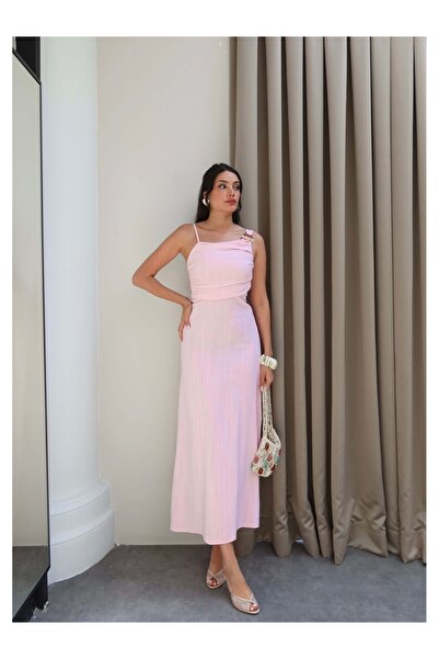 ESRAHELVACI Linen Dress with Shoulder Accessories