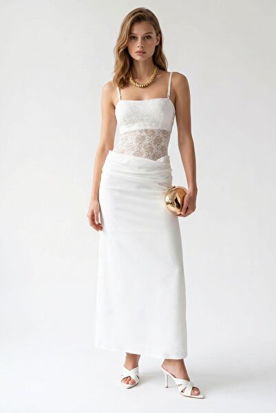 Hiccup MIXRAY Rochie Maxi Din Satin, Fără Mâneci, Cu Decolteu Pătrat