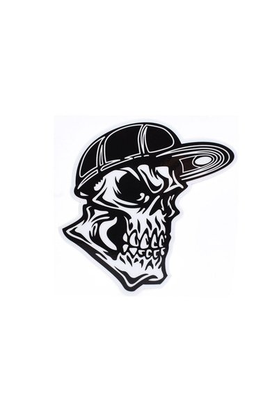 OEM Μονό Αυτοκόλλητο Αδιάβροχο – Skull with a Cap, B&amp;W