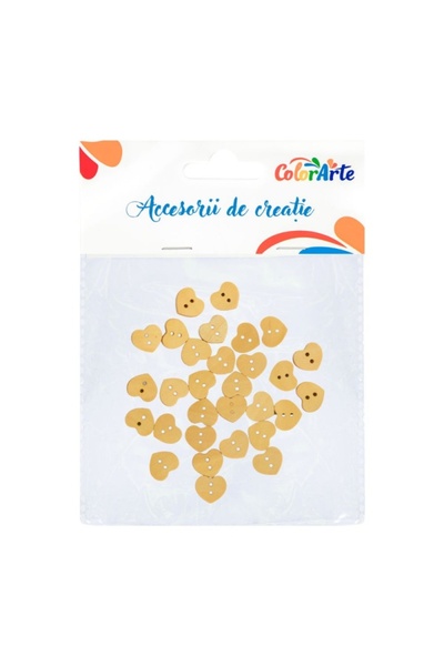 MC Micostore Accesorii creatie - lemn - nasturi, 14x15mm, inima, set 30 buc, ...
