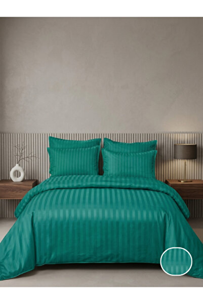 Truva Home Lenjerie de Pat Damasc 6 Piese | Cearceaf cu Elastic 180x200 cm | ...