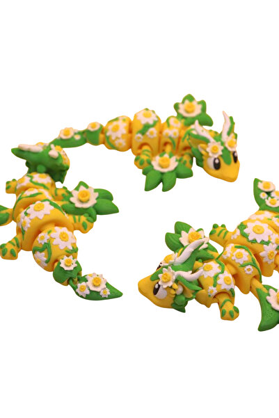 Eva Prints Set Ou Primavara cu Mini Dragon Articulat Floral, Figurina Printat...