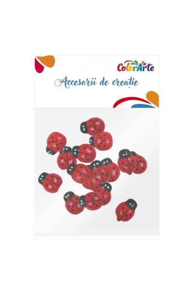 MC Micostore Creative accessories - wood - ladybug, colored, 2x1.4cm, Top Bot...