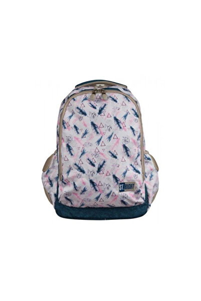 MC Micostore Boho schoolbag, 2 compartments, 2 pockets, white, BP-47 / 622274