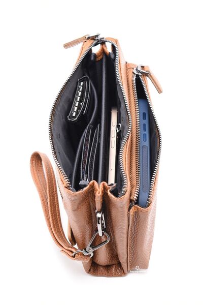 LOS ANGELES POLO CLUB Taba Men's Portfolio Handbag Multi-Pocket Wrist Strap Wallet Bag