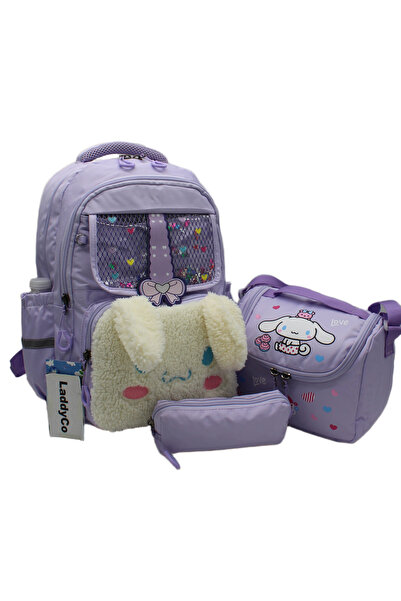 LaddyCo Girl's Primary School Bag Waterproof Fabric 3-Piece Set Pink School B...