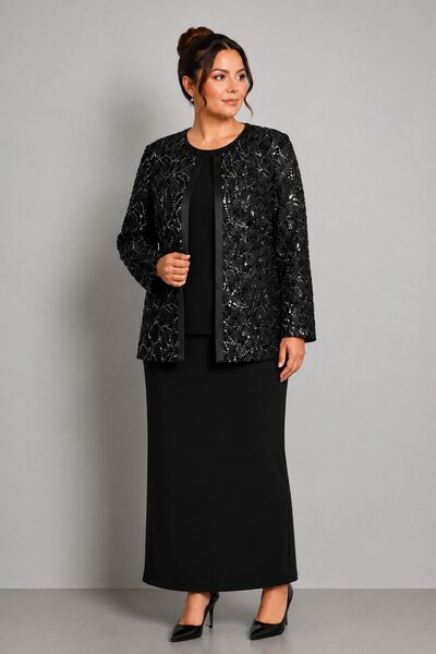 bihan store Women's Modern Evening Dress Jacket and Blouse Set - Y26-4029 - B...