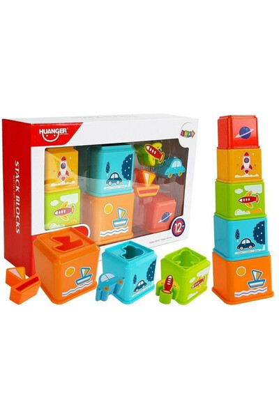 OEM Leantoys Sortator Piramidă cu Cupe Pătrate Vehicule 12 luni+
