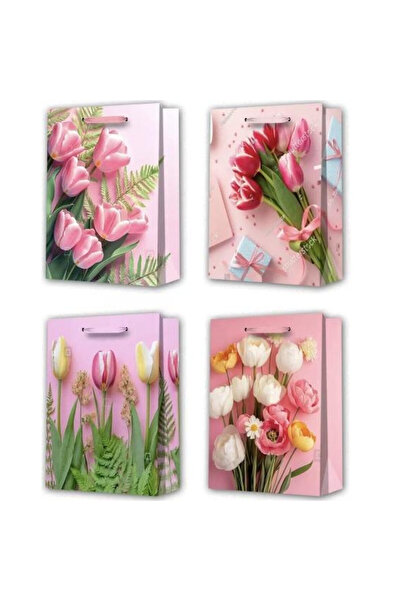 OEM Punga cadou W&K M Kwiaty mix, cu model floral, marime M, 26x32x10 cm, Mul...