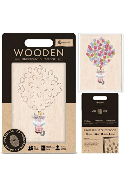 OEM Cozywood tablou din lemn înrămat cu amprente de pisică, carte de oaspeti