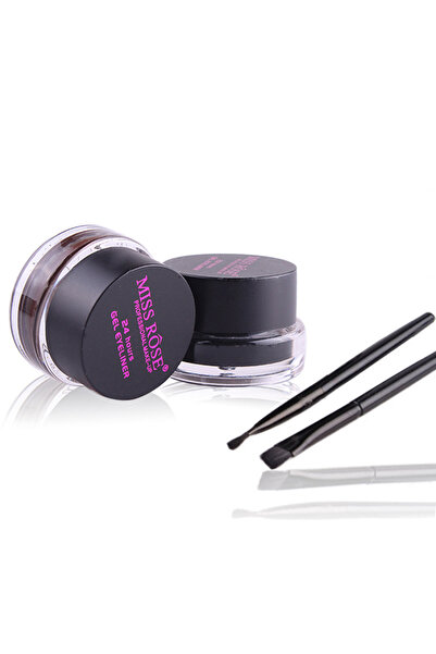 MISS ROSE ΣΕΤ 2 ΤΕΜΑΧΙΩΝ EYELINER ΣΕ ΒΑΖΑΚΙ ΚΑΙ ΠΙΝΕΛΑ 52G - χρώμα: Μαύρο/Καφέ