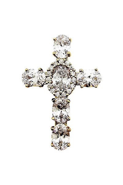 OEM Figurina Art Sacrum cruciulita placata cu aur 18K cu zirconii multicolor ...