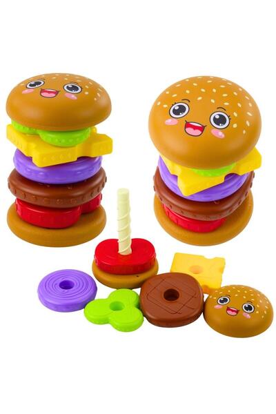 OEM Leantoys Puzzle Piramidă Hamburger 7 Elemente Jucărie Educativă 3+