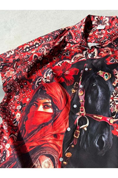 ROYAL Desenli Dubble Hürrem Kumaş Oversize Gömlek