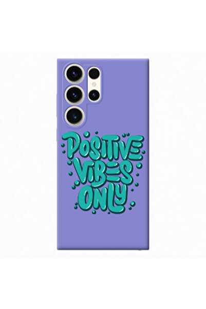 Other Samsung S23 Ultra Positive Vibes Only Purple Colored Silicone TPU Θήκη