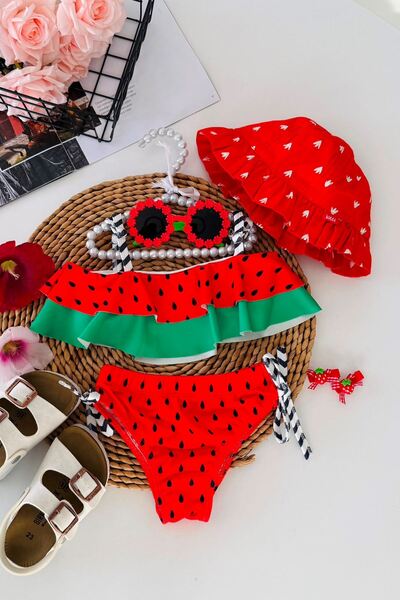 Minigimin Cicileri My Little One's Cicileri Watermelon Patterned Girls' 2-Pie...
