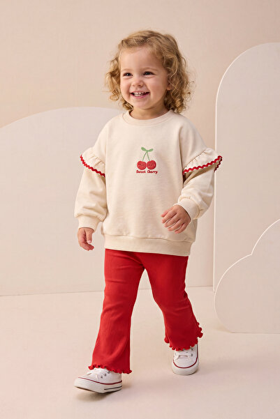 Minipodyum Baby Girl Top and Bottom Set with Spanish Flared Cherry Print and ...