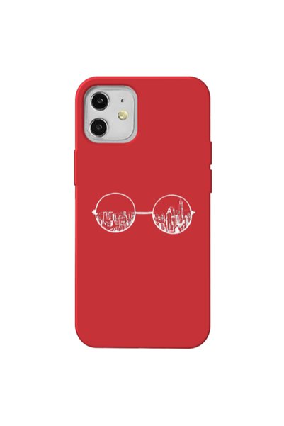 Other Apple iPhone 12 Sunglasses Red Colored Silicone TPU Θήκη