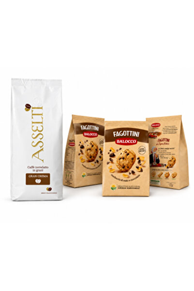 Asselti Setul conține 1 pungă de boabe de cafea Gran Crema, 1 kg, și 3 pungi ...